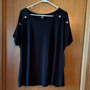 Black Button-Detail Women's Top